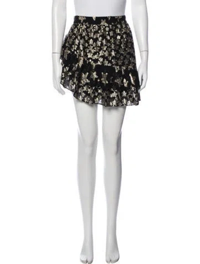 Pre-owned Loveshackfancy Floral Print Mini Skirt In Black/gold