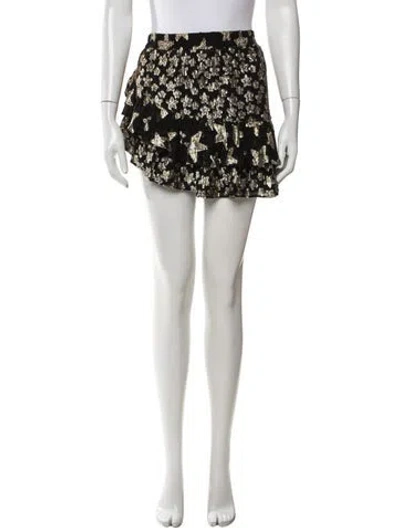 Pre-owned Loveshackfancy Floral Print Mini Skirt In Black/metallic