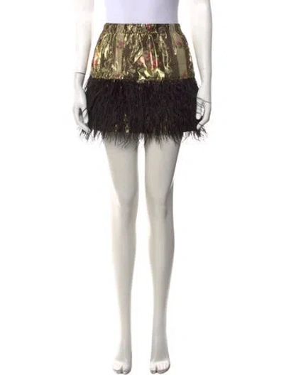 Pre-owned Loveshackfancy Floral Print Mini Skirt In Black/metallic