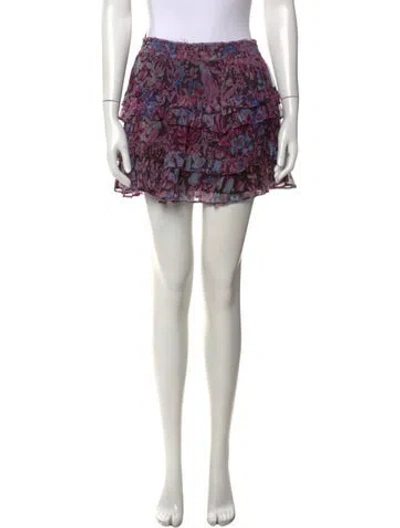 Pre-owned Loveshackfancy Floral Print Mini Skirt In Black/purple