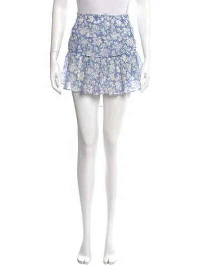 Pre-owned Loveshackfancy Floral Print Mini Skirt In Blue