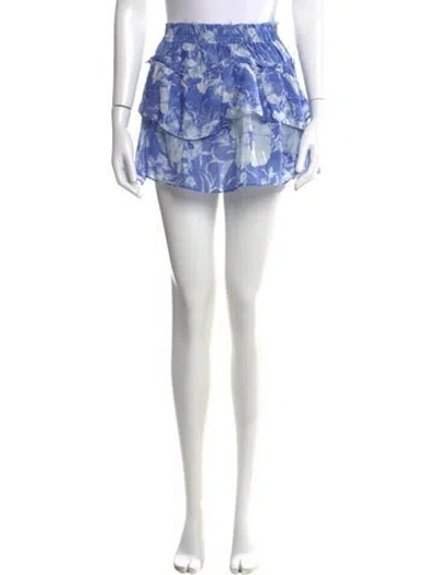 Pre-owned Loveshackfancy Floral Print Mini Skirt In Blue