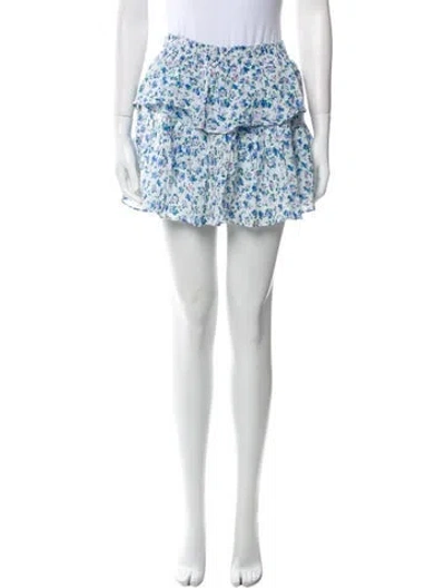 Pre-owned Loveshackfancy Floral Print Mini Skirt In Blue