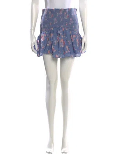 Pre-owned Loveshackfancy Floral Print Mini Skirt In Blue
