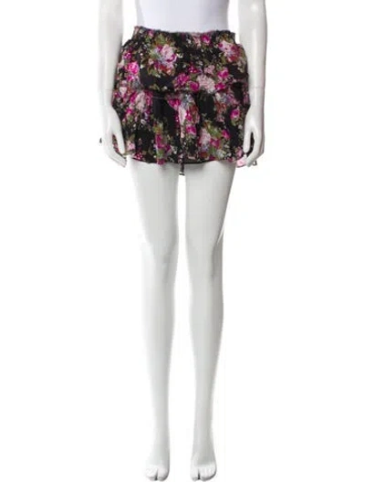 Pre-owned Loveshackfancy Floral Print Mini Skirt In Blue