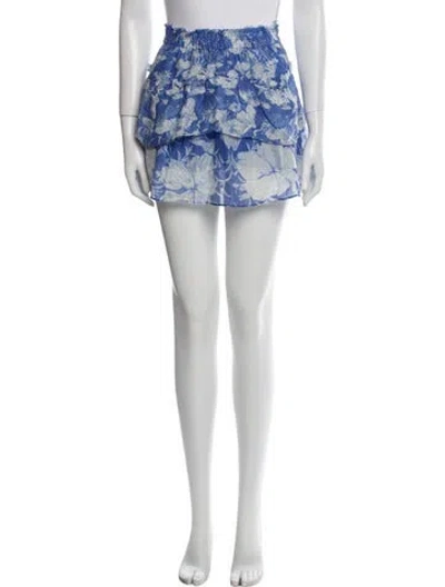 Pre-owned Loveshackfancy Floral Print Mini Skirt In Blue