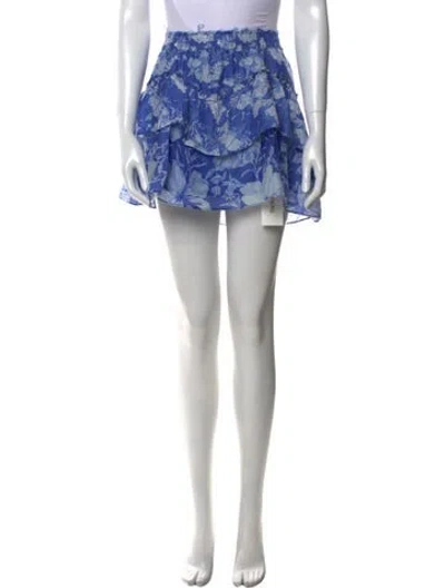 Pre-owned Loveshackfancy Floral Print Mini Skirt In Blue