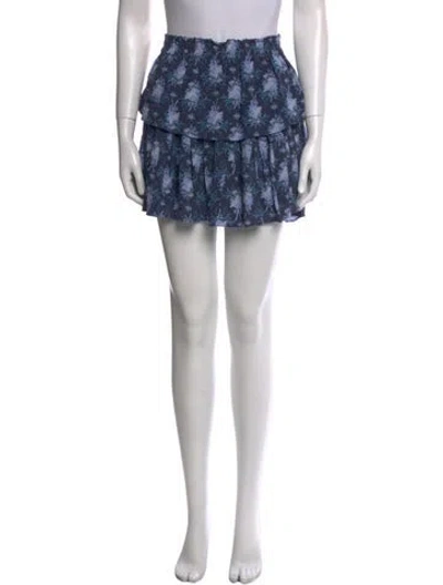 Pre-owned Loveshackfancy Floral Print Mini Skirt In Blue