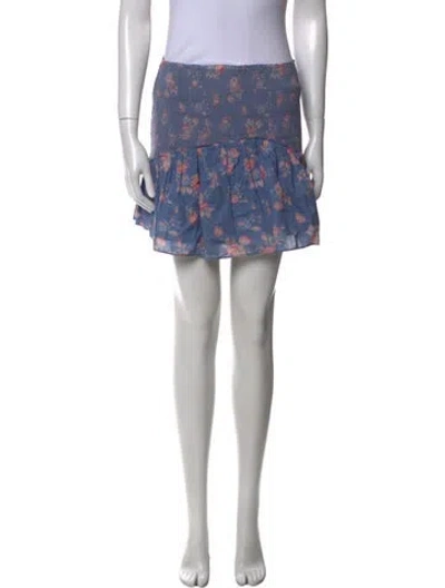 Pre-owned Loveshackfancy Floral Print Mini Skirt In Blue