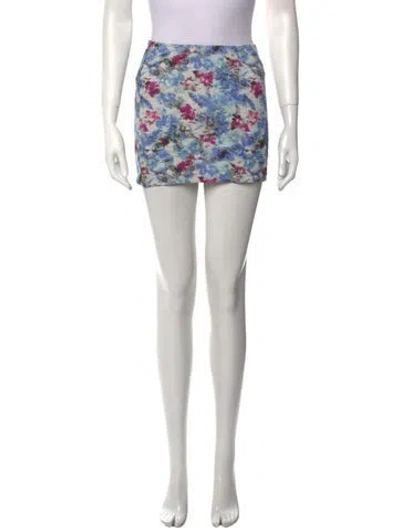Pre-owned Loveshackfancy Floral Print Mini Skirt In Blue