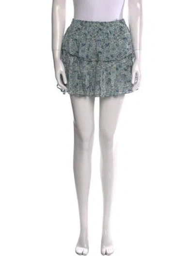 Pre-owned Loveshackfancy Floral Print Mini Skirt In Blue