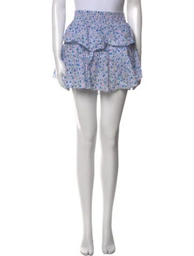 Pre-owned Loveshackfancy Floral Print Mini Skirt In Blue