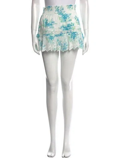 Pre-owned Loveshackfancy Floral Print Mini Skirt In Blue