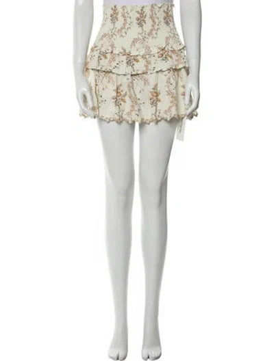 Pre-owned Loveshackfancy Floral Print Mini Skirt In Blue