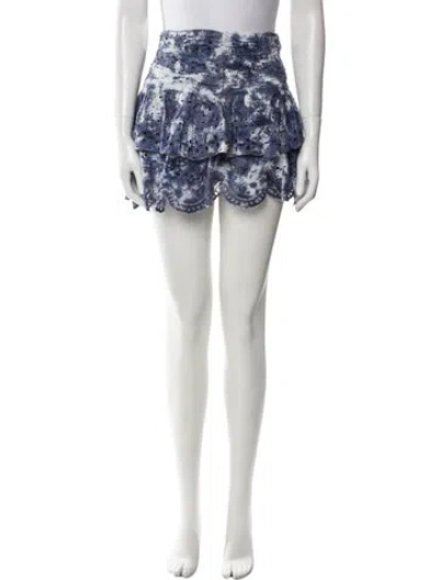 Pre-owned Loveshackfancy Floral Print Mini Skirt In Blue