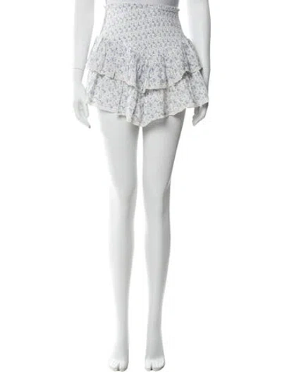 Pre-owned Loveshackfancy Floral Print Mini Skirt In Blue