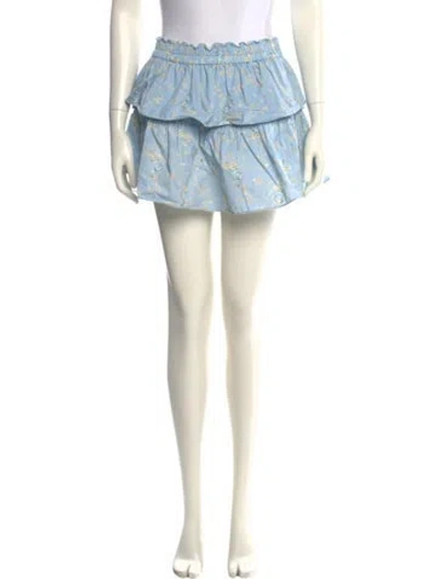 Pre-owned Loveshackfancy Floral Print Mini Skirt In Blue