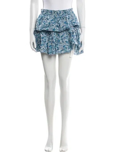 Pre-owned Loveshackfancy Floral Print Mini Skirt In Blue