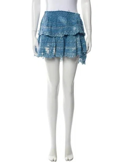 Pre-owned Loveshackfancy Floral Print Mini Skirt In Blue