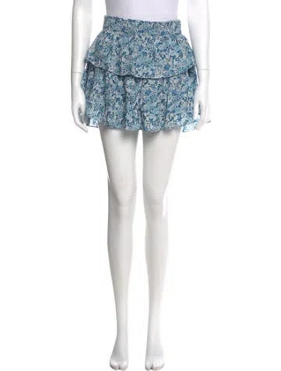 Pre-owned Loveshackfancy Floral Print Mini Skirt In Blue
