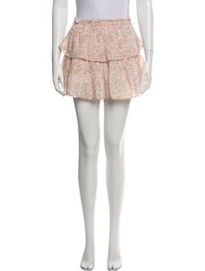 Pre-owned Loveshackfancy Floral Print Mini Skirt In Blue