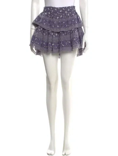 Pre-owned Loveshackfancy Floral Print Mini Skirt In Blue