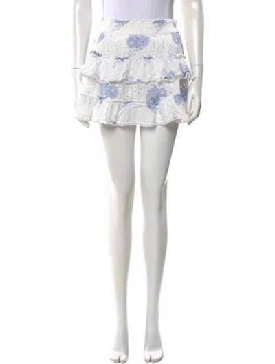 Pre-owned Loveshackfancy Floral Print Mini Skirt In Blue