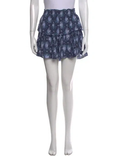 Pre-owned Loveshackfancy Floral Print Mini Skirt In Blue