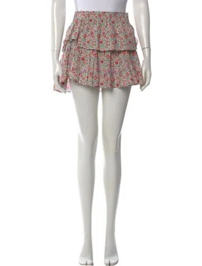 Pre-owned Loveshackfancy Floral Print Mini Skirt In Blue