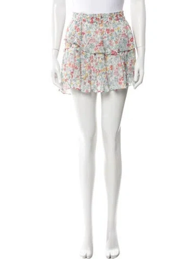 Pre-owned Loveshackfancy Floral Print Mini Skirt In Blue