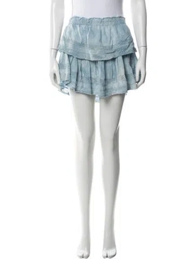 Pre-owned Loveshackfancy Floral Print Mini Skirt In Blue