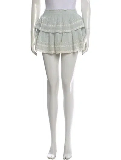 Pre-owned Loveshackfancy Floral Print Mini Skirt In Blue