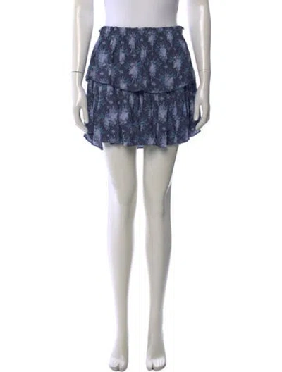 Pre-owned Loveshackfancy Floral Print Mini Skirt In Blue
