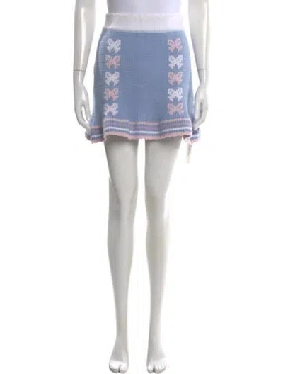 Pre-owned Loveshackfancy Floral Print Mini Skirt In Blue