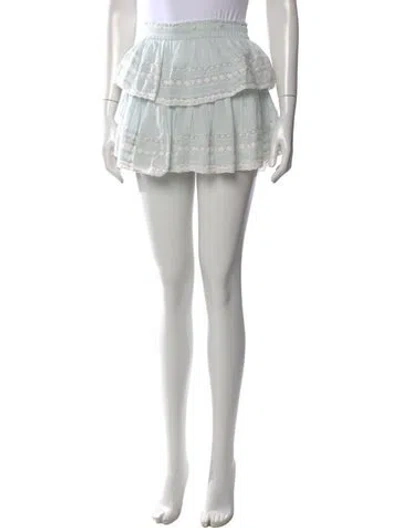 Pre-owned Loveshackfancy Floral Print Mini Skirt In Blue