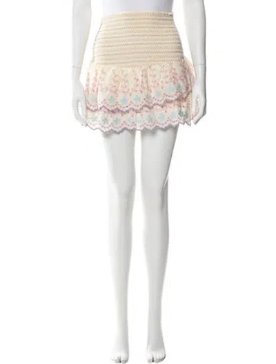 Pre-owned Loveshackfancy Floral Print Mini Skirt In Blue