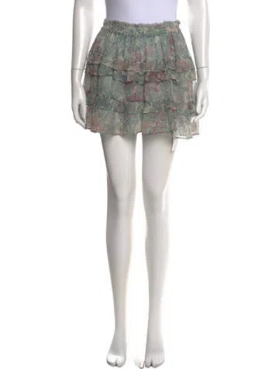 Pre-owned Loveshackfancy Floral Print Mini Skirt In Blue