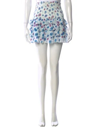 Pre-owned Loveshackfancy Floral Print Mini Skirt In Blue