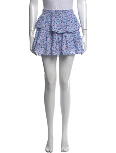 Pre-owned Loveshackfancy Floral Print Mini Skirt In Blue