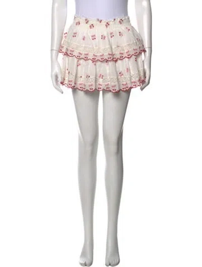 Pre-owned Loveshackfancy Floral Print Mini Skirt In Blue
