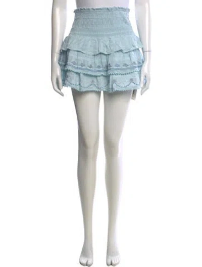 Pre-owned Loveshackfancy Floral Print Mini Skirt In Blue