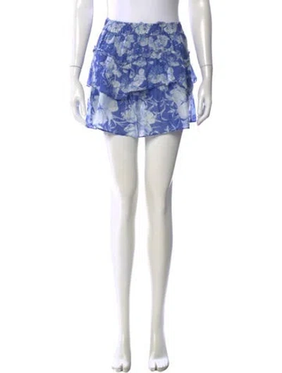 Pre-owned Loveshackfancy Floral Print Mini Skirt In Blue