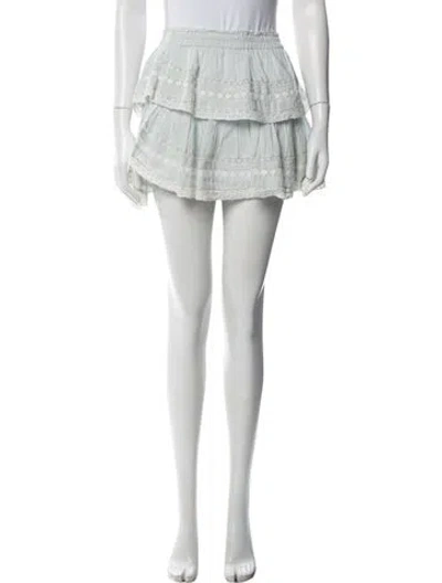 Pre-owned Loveshackfancy Floral Print Mini Skirt In Blue