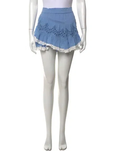 Pre-owned Loveshackfancy Floral Print Mini Skirt In Blue