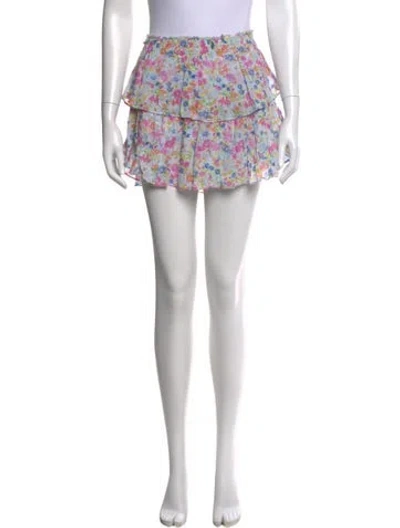 Pre-owned Loveshackfancy Floral Print Mini Skirt In Blue