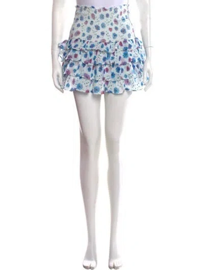 Pre-owned Loveshackfancy Floral Print Mini Skirt In Blue