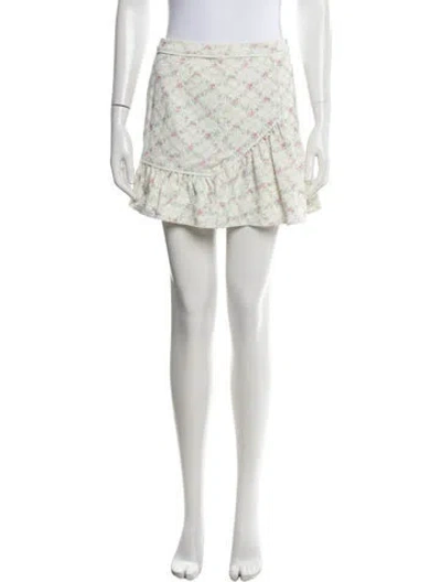Pre-owned Loveshackfancy Floral Print Mini Skirt In Blue