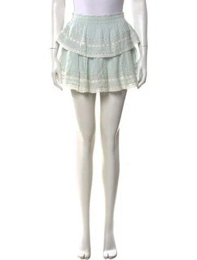 Pre-owned Loveshackfancy Floral Print Mini Skirt In Blue