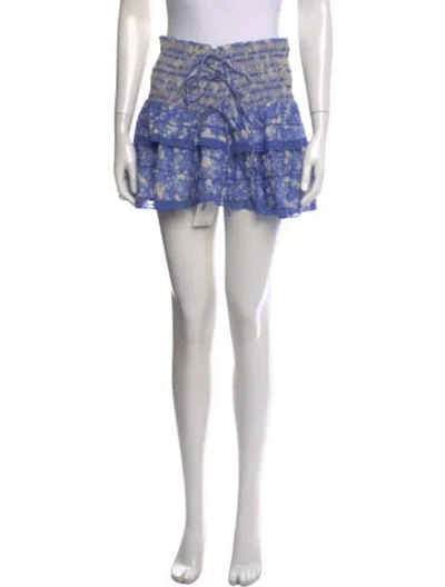 Pre-owned Loveshackfancy Floral Print Mini Skirt In Blue