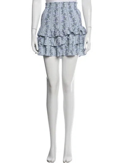 Pre-owned Loveshackfancy Floral Print Mini Skirt In Blue